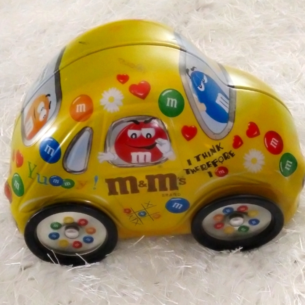 M&M's Volkswagen beetle yellow tin car